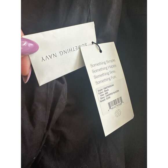 SOMETHING NAVY Black Cropped Blazer Jacket Size XXS NEW with tags - Picture 8 of 8